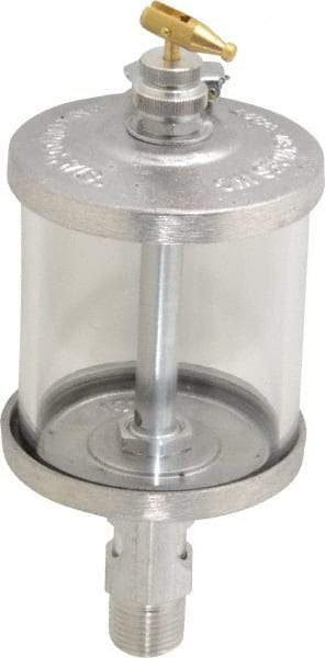 LDI Industries - 1 Outlet, Glass Bowl, 266.2 mL Manual-Adjustable Oil Reservoir - 1/2 NPTF Outlet, 3" Diam x 7.81" High, 121.11°C Max - Best Tool & Supply