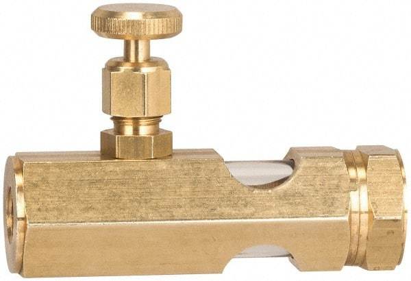 LDI Industries - 1/2 Outlet Thread, 1/2 Inlet Thread, Brass, Straight Valve, Oil Reservoir Needle Valve - 1 Outlet, MNPTF Inlet Thread, MNPTF Outlet Thread - Best Tool & Supply