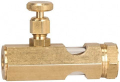 LDI Industries - 3/8 Outlet Thread, 3/8 Inlet Thread, Brass, Straight Valve, Oil Reservoir Needle Valve - 1 Outlet, FNPTF Inlet Thread, FNPTF Outlet Thread - Best Tool & Supply