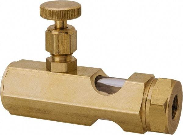 LDI Industries - 1/8 Outlet Thread, 1/8 Inlet Thread, Brass, Straight Valve, Oil Reservoir Needle Valve - 1 Outlet, FNPTF Inlet Thread, FNPTF Outlet Thread - Best Tool & Supply