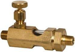 LDI Industries - 1/8 Outlet Thread, 1/8 Inlet Thread, Brass, Straight Valve, Oil Reservoir Needle Valve - 1 Outlet, MNPTF Inlet Thread, MNPTF Outlet Thread - Best Tool & Supply