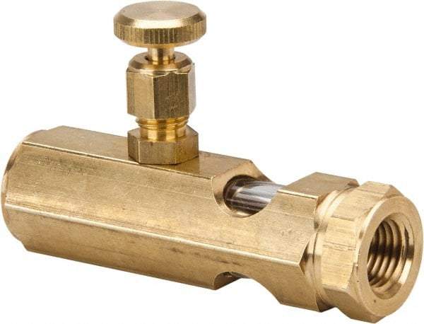 LDI Industries - 1/4 Outlet Thread, 1/4 Inlet Thread, Brass, Straight Valve, Oil Reservoir Needle Valve - 1 Outlet, FNPTF Inlet Thread, FNPTF Outlet Thread - Best Tool & Supply