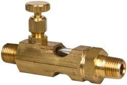 LDI Industries - 1/4 Outlet Thread, 1/4 Inlet Thread, Brass, Straight Valve, Oil Reservoir Needle Valve - 1 Outlet, MNPTF Inlet Thread, MNPTF Outlet Thread - Best Tool & Supply