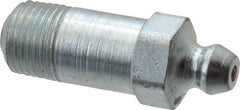 Alemite - Straight Head Angle, 1/8 PTF Steel Standard Grease Fitting - 7/16" Hex, 1-1/4" Overall Height, 25/32" Shank Length, 10,000 Operating psi, Zinc Plated Finish - Best Tool & Supply