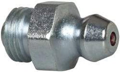 Alemite - Straight Head Angle, 5/16-32 UNEF-2A Nickel/Copper Standard Grease Fitting - 3/8" Hex, 21/32" Overall Height, 15/64" Shank Length, Zinc Plated Finish - Best Tool & Supply