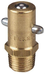 Alemite - Straight Head Angle, 1/8 PTF Brass Pin-Style Grease Fitting - 7/16" Hex, 31/32" Overall Height, 17/64" Shank Length, 3,000 Operating psi, Zinc Plated Finish - Best Tool & Supply