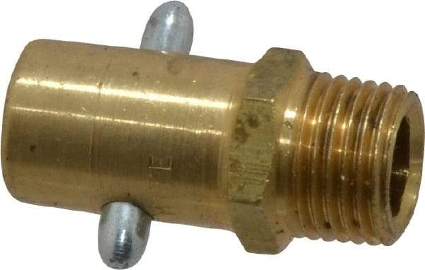 Alemite - Straight Head Angle, 1/8 PTF Brass Pin-Style Grease Fitting - 7/16" Hex, 31/32" Overall Height, 17/64" Shank Length, 3,000 Operating psi, Zinc Plated Finish - Best Tool & Supply