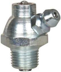 Alemite - 60° Head Angle, 1/8 PTF PVC Shut-Off Grease Fitting - 5/8" Hex, 1" Overall Height, 17/64" Shank Length, Zinc Plated Finish - Best Tool & Supply