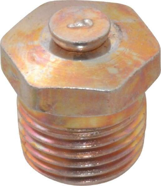 Alemite - 1/8 Thread, 0.25 to 1 psi Relief Pressure, Steel, Zinc Plated, Relief Vent - 7/16" Hex Flats Diam - Best Tool & Supply