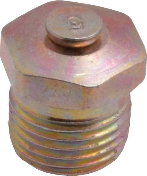 Alemite - 1/8 Thread, 1 to 5 psi Relief Pressure, Steel, Zinc Plated, Relief Vent - 7/16" Hex Flats Diam - Best Tool & Supply