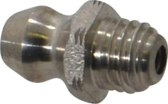 Alemite - Straight Head Angle, 1/4-28 Taper Stainless Steel Standard Grease Fitting - 5/16" Hex, 17/32" Overall Height, 3/16" Shank Length - Best Tool & Supply