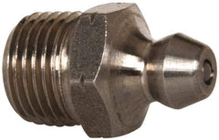 Alemite - 67.5° Head Angle, 1/8 PTF Nickel/Copper Standard Grease Fitting - 7/16" Hex, 61/64" Overall Height, 11/32" Shank Length - Best Tool & Supply