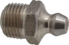 Alemite - Straight Head Angle, 1/8 PTF Nickel/Copper Standard Grease Fitting - 7/16" Hex, 3/4" Overall Height, 5/16" Shank Length - Best Tool & Supply