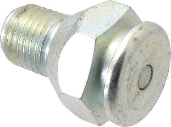 Alemite - Straight Head Angle, 1/4 NPTF Button-Head Grease Fitting - 7/8" Hex, 1-1/4" Overall Height, 1/2" Shank Length, 15,000 Operating psi, Zinc Plated Finish - Best Tool & Supply