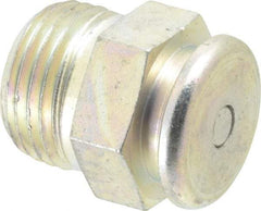 Alemite - Straight Head Angle, 1/2 NPTF Button-Head Grease Fitting - 7/8" Hex, 1-1/16" Overall Height, 1/2" Shank Length, 15,000 Operating psi, Zinc Plated Finish - Best Tool & Supply