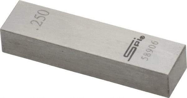 SPI - 0.25" Rectangular Steel Gage Block - Accuracy Grade 0, Includes NIST Traceability Certification - Best Tool & Supply