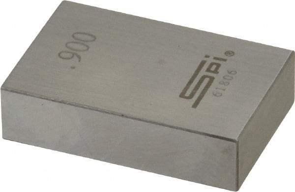 SPI - 0.9" Rectangular Steel Gage Block - Accuracy Grade 0, Includes NIST Traceability Certification - Best Tool & Supply