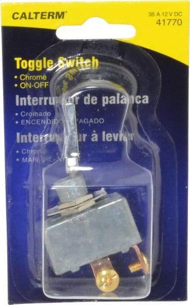 Gardner Bender - 2 Position, 12 Volt, 35 Amp, 1/2 Hole Diam, Heavy Duty Toggle Switch - On Off Sequence, 1 Switch, Chrome/Black - Best Tool & Supply