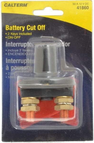 Gardner Bender - 2 Position, 12 Volt, 50 Amp, 1/2 Hole Diam, Battery Cutoff Switch - On Off Sequence, 1 Switch, Red/Black - Best Tool & Supply