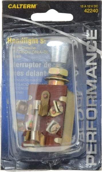 Gardner Bender - 3 Position, 12 Volt, 15 Amp, Fused Headlight Switch - Off-Park-Park & Headlights Sequence, 1 Switch, Gold/Silver - Best Tool & Supply