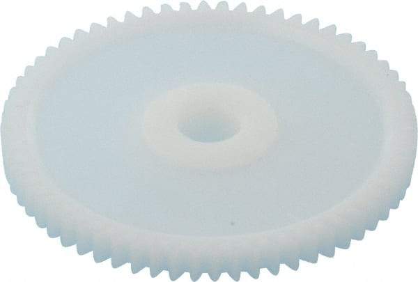 Made in USA - 32 Pitch, 2" Pitch Diam, 2-1/16" OD, 64 Tooth Spur Gear - 3/16" Face Width, 5/16" Bore Diam, 43/64" Hub Diam, 20° Pressure Angle, Acetal - Best Tool & Supply