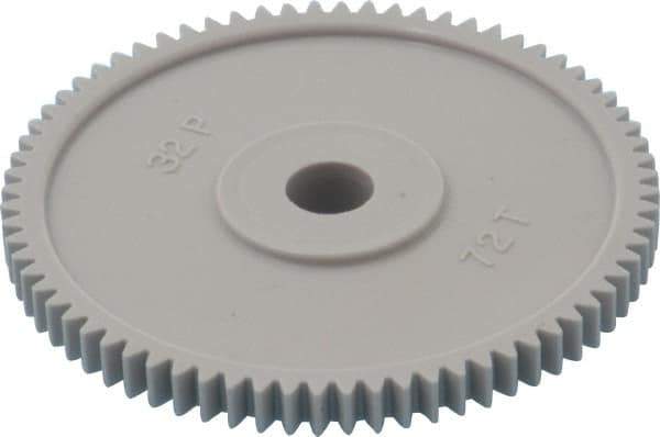 Made in USA - 32 Pitch, 2-1/4" Pitch Diam, 2-5/16" OD, 72 Tooth Spur Gear - 3/16" Face Width, 5/16" Bore Diam, 13/16" Hub Diam, 20° Pressure Angle, Acetal - Best Tool & Supply