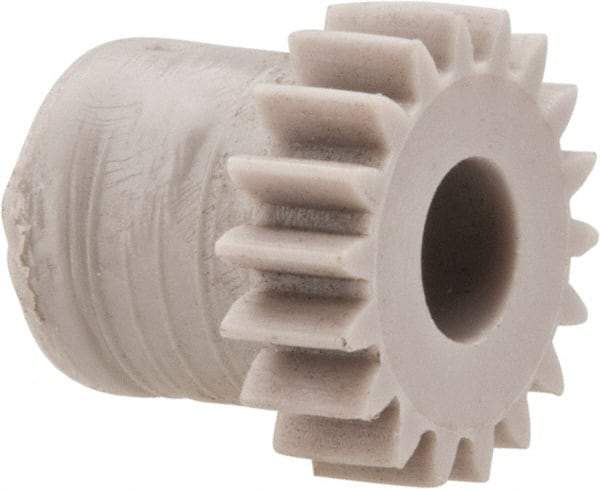 Made in USA - 48 Pitch, 3/8" Pitch Diam, 0.417" OD, 18 Tooth Spur Gear - 1/8" Face Width, 5/32" Bore Diam, 5/16" Hub Diam, 20° Pressure Angle, Acetal - Best Tool & Supply