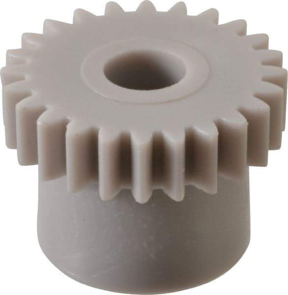 Made in USA - 48 Pitch, 1/2" Pitch Diam, 0.542" OD, 24 Tooth Spur Gear - 1/8" Face Width, 5/32" Bore Diam, 13/32" Hub Diam, 20° Pressure Angle, Acetal - Best Tool & Supply