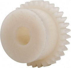 Made in USA - 48 Pitch, 0.667" Pitch Diam, 0.708" OD, 32 Tooth Spur Gear - 1/8" Face Width, 3/16" Bore Diam, 35/64" Hub Diam, 20° Pressure Angle, Acetal - Best Tool & Supply