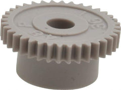 Made in USA - 48 Pitch, 3/4" Pitch Diam, 0.792" OD, 36 Tooth Spur Gear - 1/8" Face Width, 3/16" Bore Diam, 35/64" Hub Diam, 20° Pressure Angle, Acetal - Best Tool & Supply