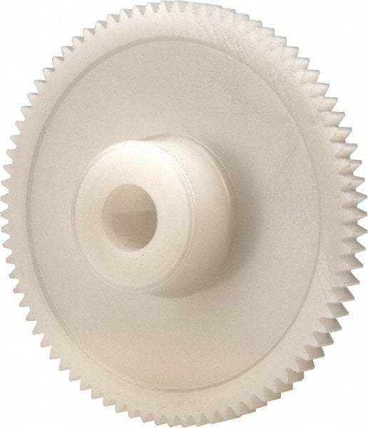 Made in USA - 48 Pitch, 1.667" Pitch Diam, 1.708" OD, 80 Tooth Spur Gear - 1/8" Face Width, 1/4" Bore Diam, 39/64" Hub Diam, 20° Pressure Angle, Acetal - Best Tool & Supply