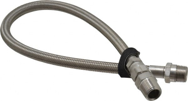 Made in USA - 24" OAL, 1/2" ID, 1,500 Max psi, Flexible Metal Hose Assembly - Best Tool & Supply