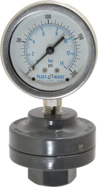 Plast-O-Matic - 200 Max psi, 2 Inch Dial Diameter, PVC Pressure Gauge Guard and Isolator - 3% Accuracy - Best Tool & Supply