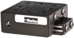 Parker - 25 Lb. Capacity, 6-32 Mount Hole, 1" Travel, Ball Bearing Slide Table - Single Axis, 8 Mounting Holes, 1-3/4" Long x 1-3/4" Wide x 3/4" High - Best Tool & Supply