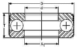 INA Bearing - 1-13/16" Inside x 3-3/32" Outside Diam, 13/16" Thick, Steel Ball Thrust Bearing - 26,500 Lbs. Static Capacity, 10,600 Max Pressure x Velocity - Best Tool & Supply