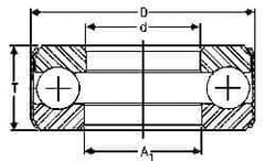 INA Bearing - 1-13/16" Inside x 3-3/32" Outside Diam, 7/8" Thick, Steel Ball Thrust Bearing - 29,000 Lbs. Static Capacity, 12,900 Max Pressure x Velocity - Best Tool & Supply