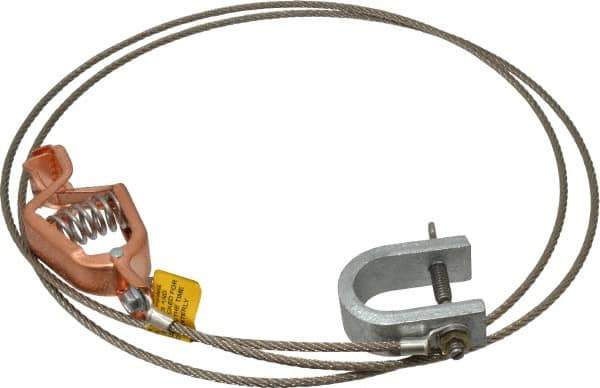 Hubbell Workplace - 19 AWG, 5 Ft., Alligator Clip, C-Clamp, Grounding Cable with Clamps - Noninsulated, Federal Specification A-A-59466-010 - Best Tool & Supply