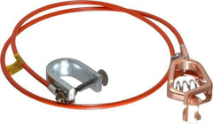 Hubbell Workplace - 19 AWG, 3 Ft., Alligator Clip, C-Clamp, Grounding Cable with Clamps - Orange, Federal Specification A-A-59466-010 - Best Tool & Supply