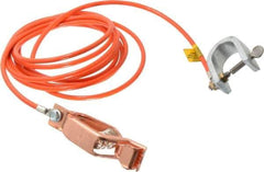 Hubbell Workplace - 19 AWG, 10 Ft., Alligator Clip, C-Clamp, Grounding Cable with Clamps - Orange, Federal Specification A-A-59466-010 - Best Tool & Supply