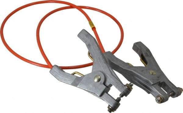 Hubbell Workplace - 19 AWG, 3 Ft., Hand Clamp, Grounding Cable with Clamps - Orange, Includes 2 Hand Clamps - Best Tool & Supply