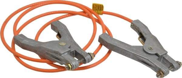 Hubbell Workplace - 19 AWG, 5 Ft., Hand Clamp, Grounding Cable with Clamps - Orange, Includes 2 Hand Clamps - Best Tool & Supply