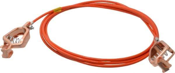 Hubbell Workplace - 19 AWG, 10 Ft., Alligator Clip, Grounding Cable with Clamps - Orange, Includes 2 Alligator Clips, Federal Specification A-A-59466-010 - Best Tool & Supply