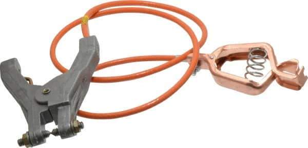 Hubbell Workplace - 19 AWG, 3 Ft., Alligator Clip, Hand Clamp, Grounding Cable with Clamps - Orange, Federal Specification A-A-59466-010 - Best Tool & Supply