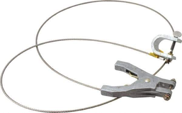 Hubbell Workplace - 19 AWG, 5 Ft., C-Clamp, Hand Clamp, Grounding Cable with Clamps - Noninsulated - Best Tool & Supply