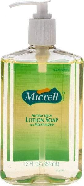 MICRELL - 12 oz Pump Bottle Liquid Soap - Antibacterial, Amber, Light Fragrance Scent - Best Tool & Supply