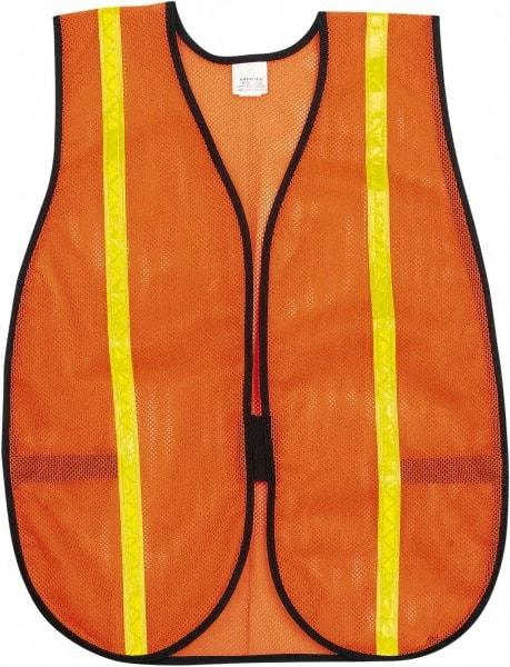 MCR Safety - One Size Fits Most High Visibility Orange Mesh General Purpose Vest - 18" Chest, Hook & Loop Closure, Polyester - Best Tool & Supply