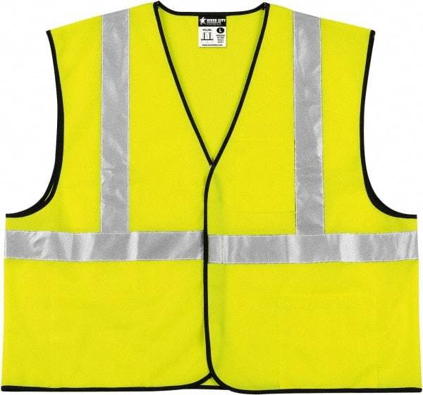 MCR Safety - Size 4XL High Visibility Lime Solid General Purpose Vest - 28.4" Chest, ANSI 107-2015, Hook & Loop Closure, 3 Pockets, Polyester - Best Tool & Supply