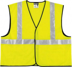 MCR Safety - Size 4XL High Visibility Lime Solid General Purpose Vest - 28.4" Chest, ANSI 107-2015, Hook & Loop Closure, 3 Pockets, Polyester - Best Tool & Supply