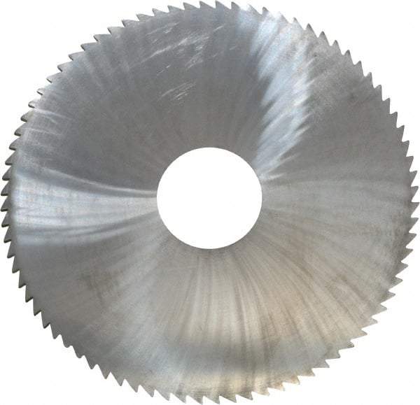 Made in USA - 4" Diam x 0.0938" Blade Thickness x 1" Arbor Hole Diam, 80 Tooth Slitting and Slotting Saw - Arbor Connection, Right Hand, Uncoated, Solid Carbide, 5° Rake, Concave Ground - Best Tool & Supply