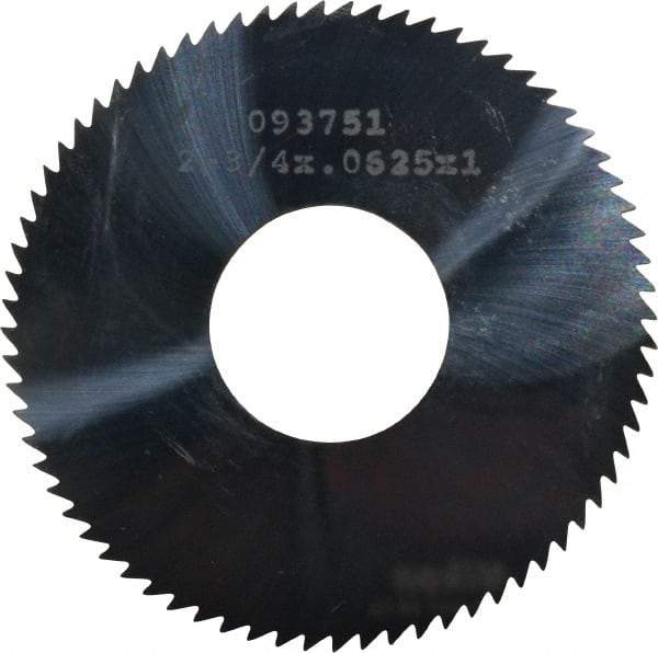 Made in USA - 2-3/4" Diam x 1/16" Blade Thickness x 1" Arbor Hole Diam, 72 Tooth Slitting and Slotting Saw - Arbor Connection, Uncoated, Solid Carbide, Concave Ground - Best Tool & Supply